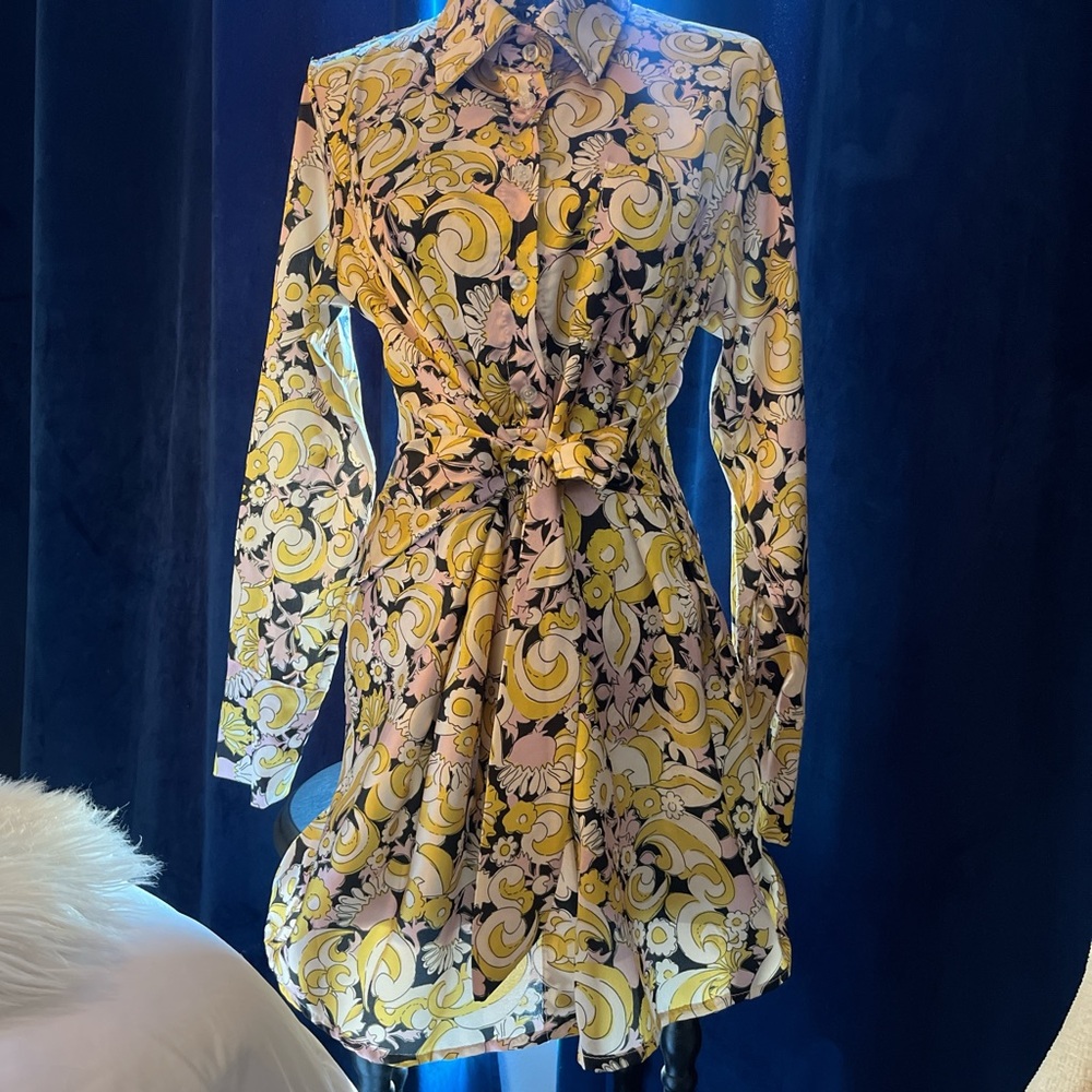 Nasty Gal Yellow and Black Floral Dress